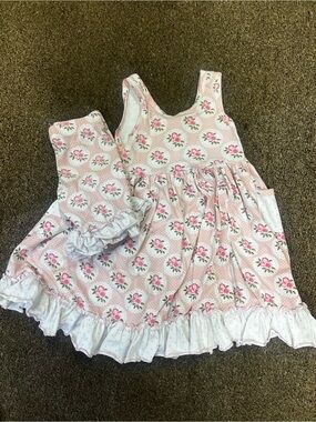 Girls Swoon Baby Floral Pink Ruffle Dress with bloomers